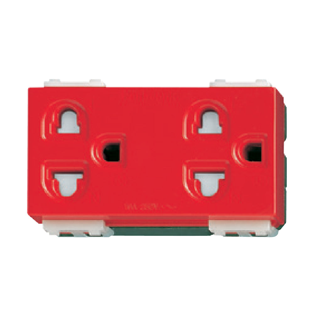 WEG15829R เต้ารับคู่ เสียบขากลมแบน มีกราวด์ และม่านนิรภัย