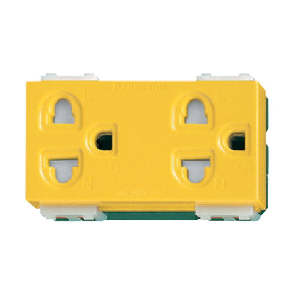 WEG15829Y เต้ารับคู่ เสียบขากลมแบน มีกราวด์ และม่านนิรภัย