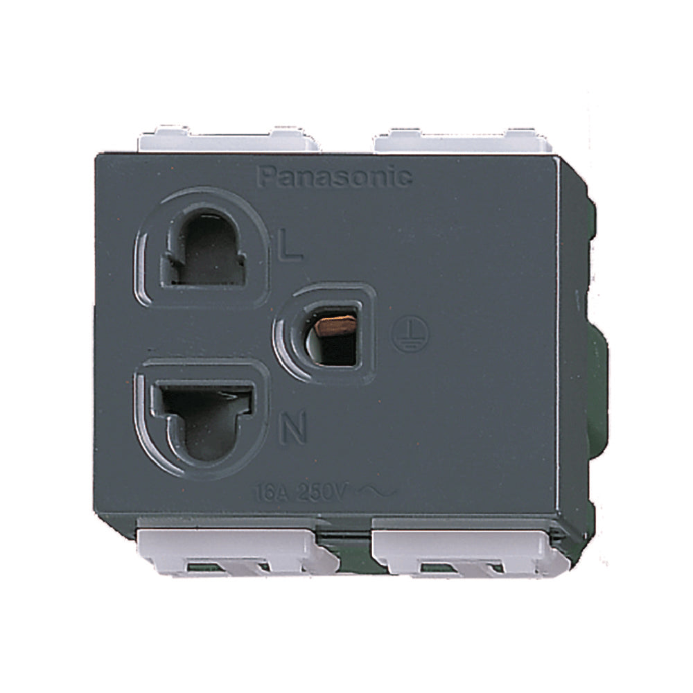 WEG1181H เต้ารับเดี่ยว เสียบขากลมแบน มีกราวด์ และม่านนิรภัย