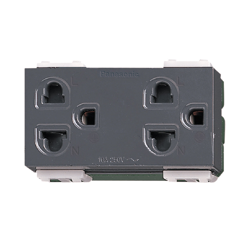 WEG15829H เต้ารับคู่ เสียบขากลมแบน มีกราวด์ และม่านนิรภัย