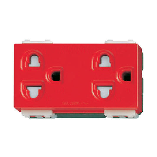 WEG15829R เต้ารับคู่ เสียบขากลมแบน มีกราวด์ และม่านนิรภัย