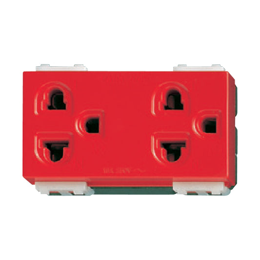 WEG15929R เต้ารับคู่ เสียบขากลมแบน มีกราวด์