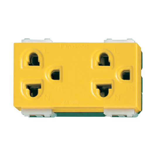 WEG15929Y เต้ารับคู่ เสียบขากลมแบน มีกราวด์