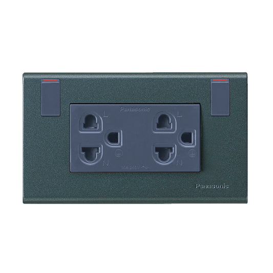 WEGP 1282 MB เต้ารับคู่ (ติดผนัง) เสียบขากลมแบน มีกราวด์และม่านนิรภัยพร้อมสวิตช์ควบคุม