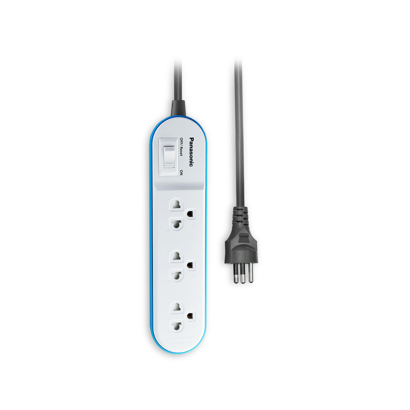 Panasonic ปลั๊กพ่วง PERFECT FIT ( สีฟ้า ) 3 เต้ารับ 1 สวิตช์คุมรวม