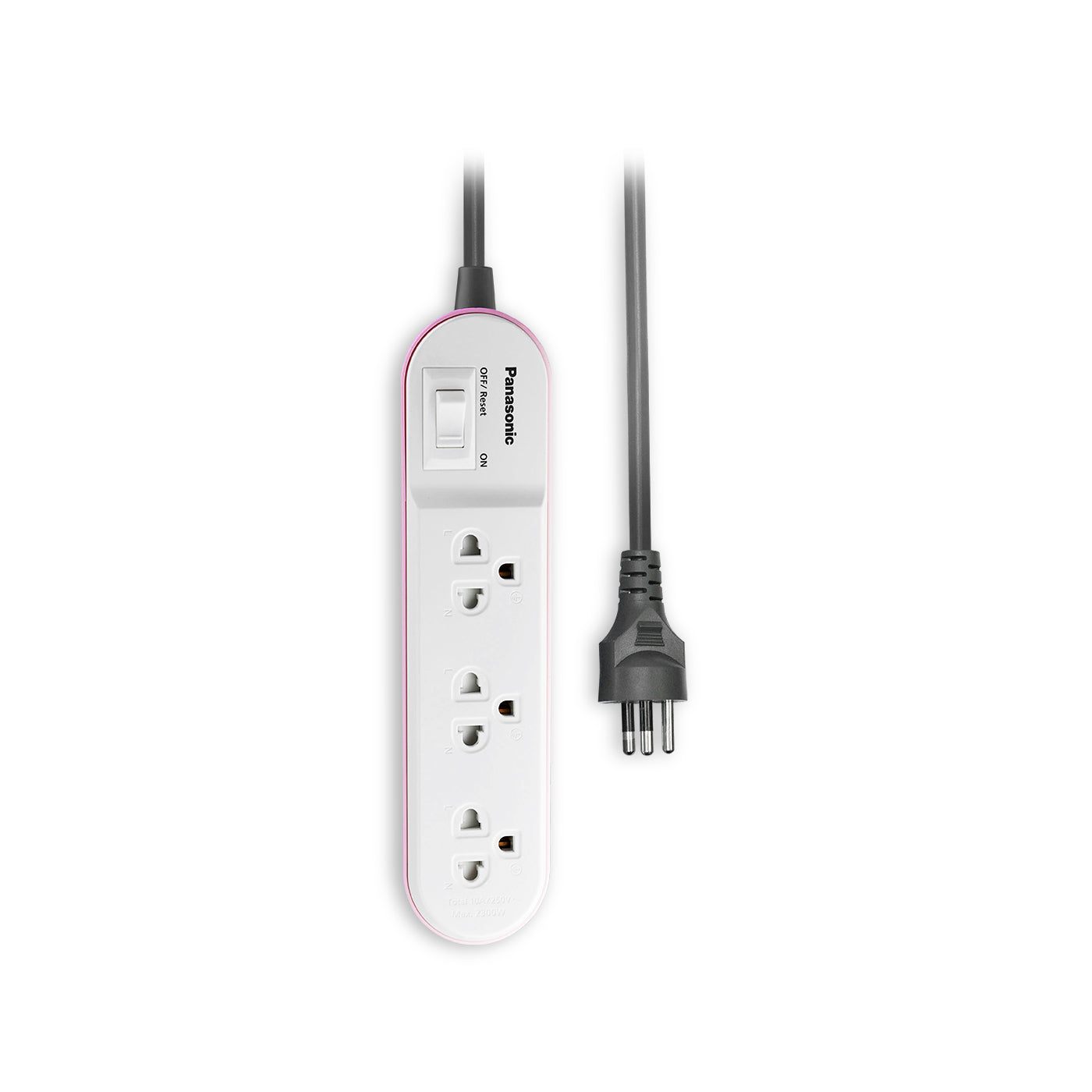 Panasonic ปลั๊กพ่วง PERFECT FIT ( สีชมพู ) 3 เต้ารับ 1 สวิตช์คุมรวม