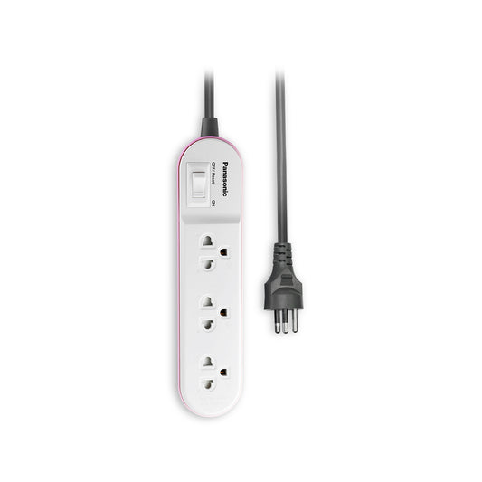 Panasonic ปลั๊กพ่วง PERFECT FIT ( สีชมพู ) 3 เต้ารับ 1 สวิตช์คุมรวม