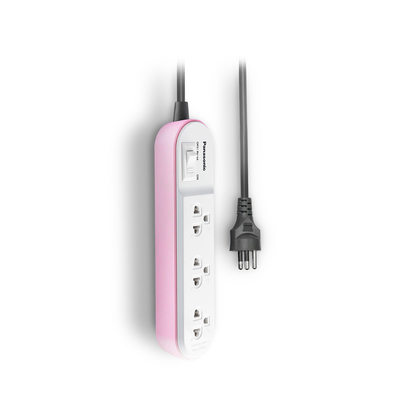 Panasonic ปลั๊กพ่วง PERFECT FIT ( สีชมพู ) 3 เต้ารับ 1 สวิตช์คุมรวม