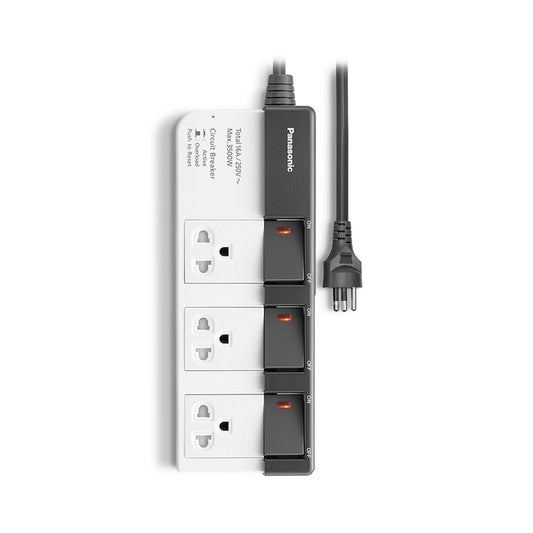 Panasonic ปลั๊กพ่วง พานาโซนิค 16A 3500W • 3 เต้ารับ • 3สวิตช์คุม