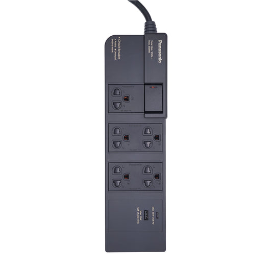 Panasonic WCHG283527B ปลั๊กพ่วงพานาโซนิค 16A 3500W 1 สวิตช์คุมรวม 5 เต้ารับ พร้อม USB-A+USB (PD) 60W