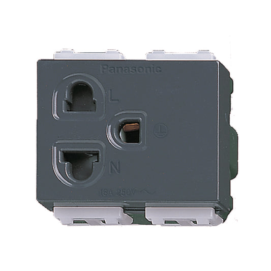 WEG1181H เต้ารับเดี่ยว เสียบขากลมแบน มีกราวด์ และม่านนิรภัย