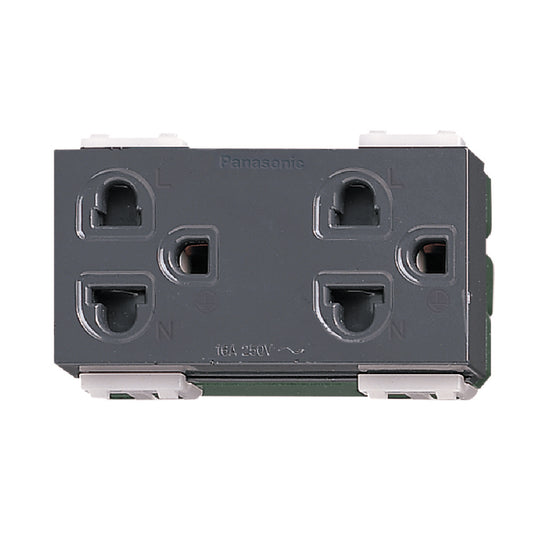 WEG15829H เต้ารับคู่ เสียบขากลมแบน มีกราวด์ และม่านนิรภัย