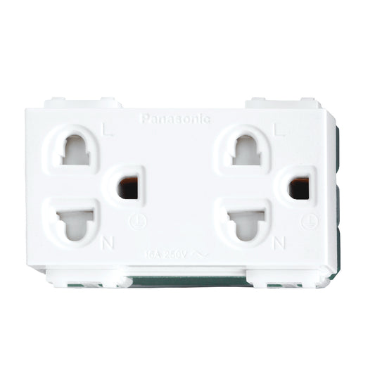 WEG15829 เต้ารับคู่ เสียบขากลมแบน มีกราวด์ และม่านนิรภัย