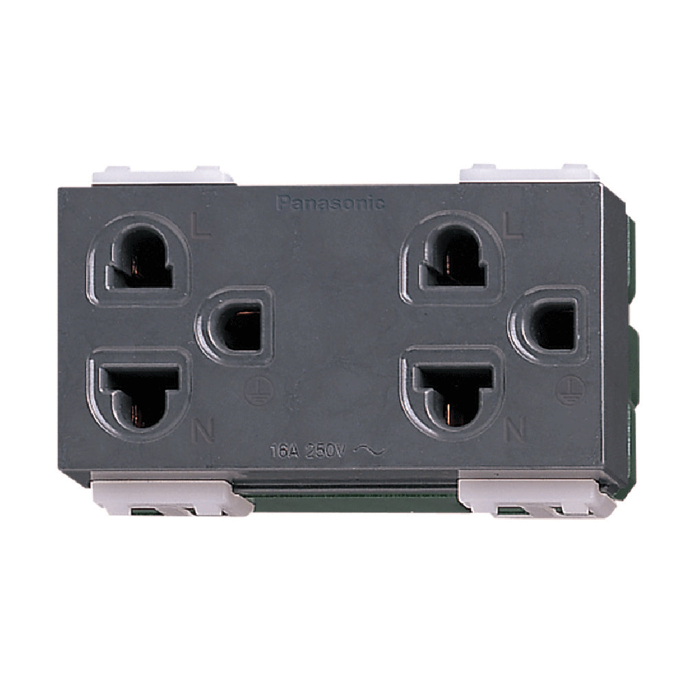 WEG15929H เต้ารับคู่ เสียบขากลมแบน มีกราวด์