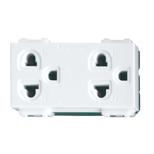 WEG15929 เต้ารับคู่ เสียบขากลมแบน มีกราวด์