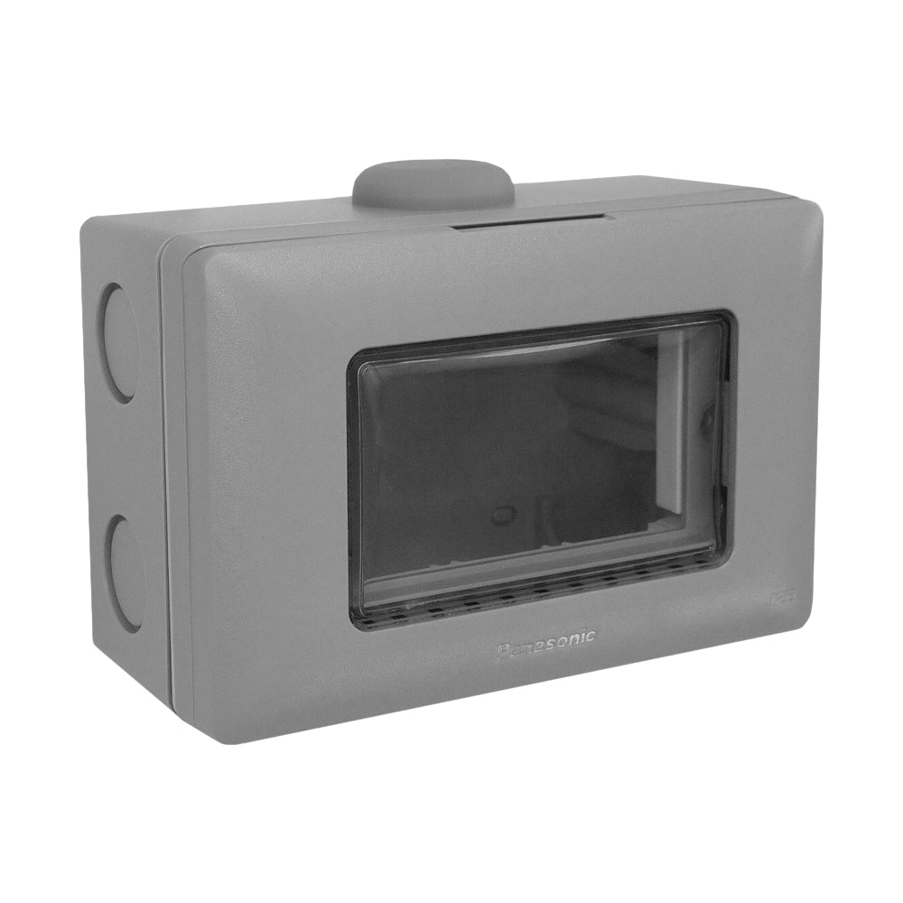 Panasonic ฝากันน้ำ พร้อมหน้าต่าง PVC มองเห็นภายใน ขนาด 2x4" ระดับ  IP55 : สามารถป้องกันน้ำ หรือละอองน้ำ และป้องกันฝุ่น