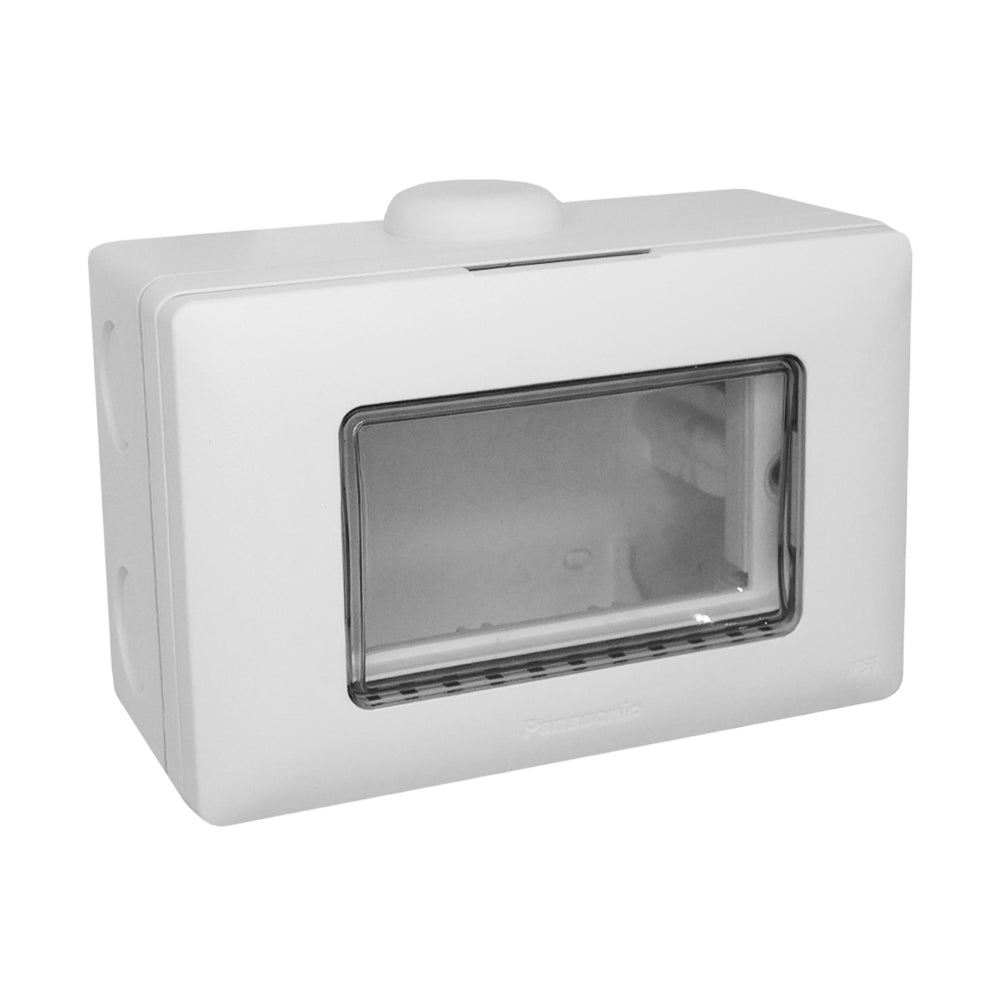 Panasonic ฝากันน้ำ พร้อมหน้าต่าง PVC มองเห็นภายใน ขนาด 2x4" ระดับ  IP55 : สามารถป้องกันน้ำ หรือละอองน้ำ และป้องกันฝุ่น