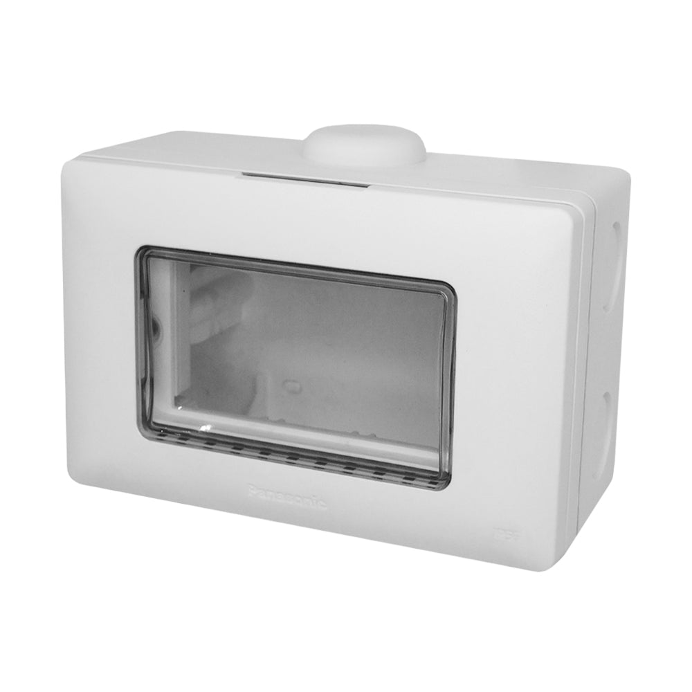Panasonic ฝากันน้ำ พร้อมหน้าต่าง PVC มองเห็นภายใน ขนาด 2x4" ระดับ  IP55 : สามารถป้องกันน้ำ หรือละอองน้ำ และป้องกันฝุ่น