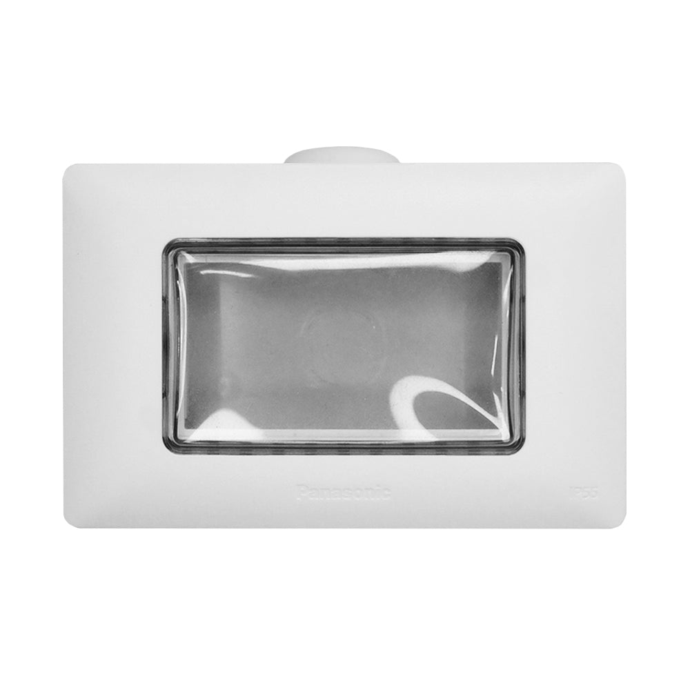 Panasonic ฝากันน้ำ พร้อมหน้าต่าง PVC มองเห็นภายใน ขนาด 2x4" ระดับ  IP55 : สามารถป้องกันน้ำ หรือละอองน้ำ และป้องกันฝุ่น