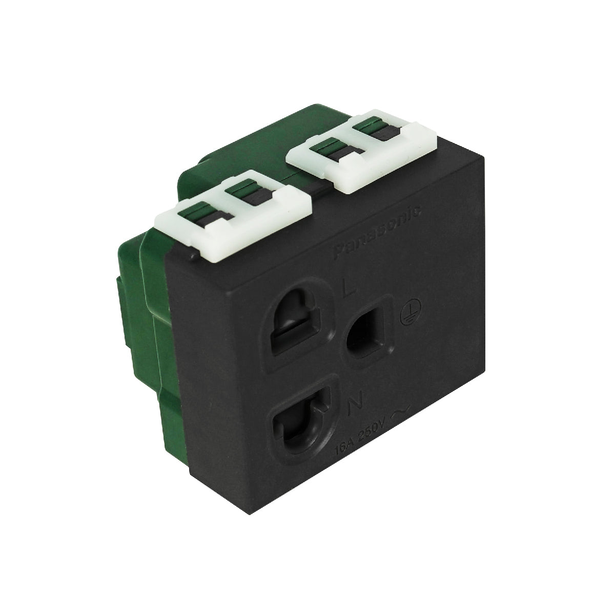 WEGN1181B เต้ารับเดี่ยว เสียบขากลมแบน มีกราวด์ และม่านนิรภัย