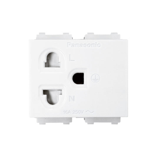 WEGN1181 เต้ารับเดี่ยว เสียบขากลมแบน มีกราวด์ และม่านนิรภัย