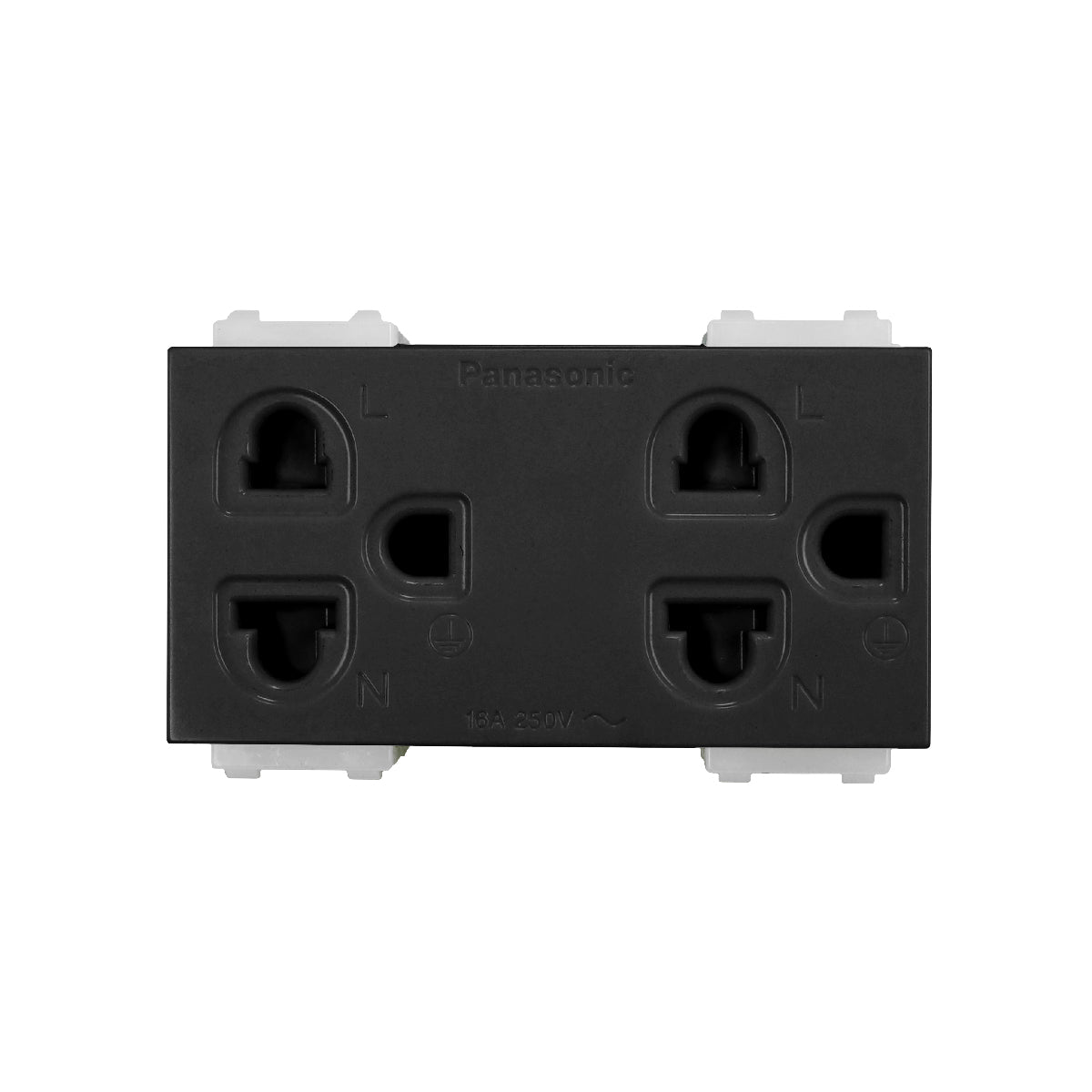 WEGN15829B เต้ารับคู่ เสียบขากลมแบน มีกราวด์ และม่านนิรภัย