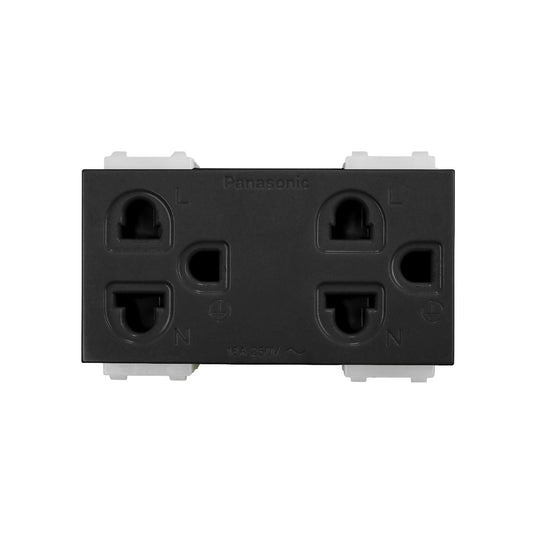 WEGN15829B เต้ารับคู่ เสียบขากลมแบน มีกราวด์ และม่านนิรภัย