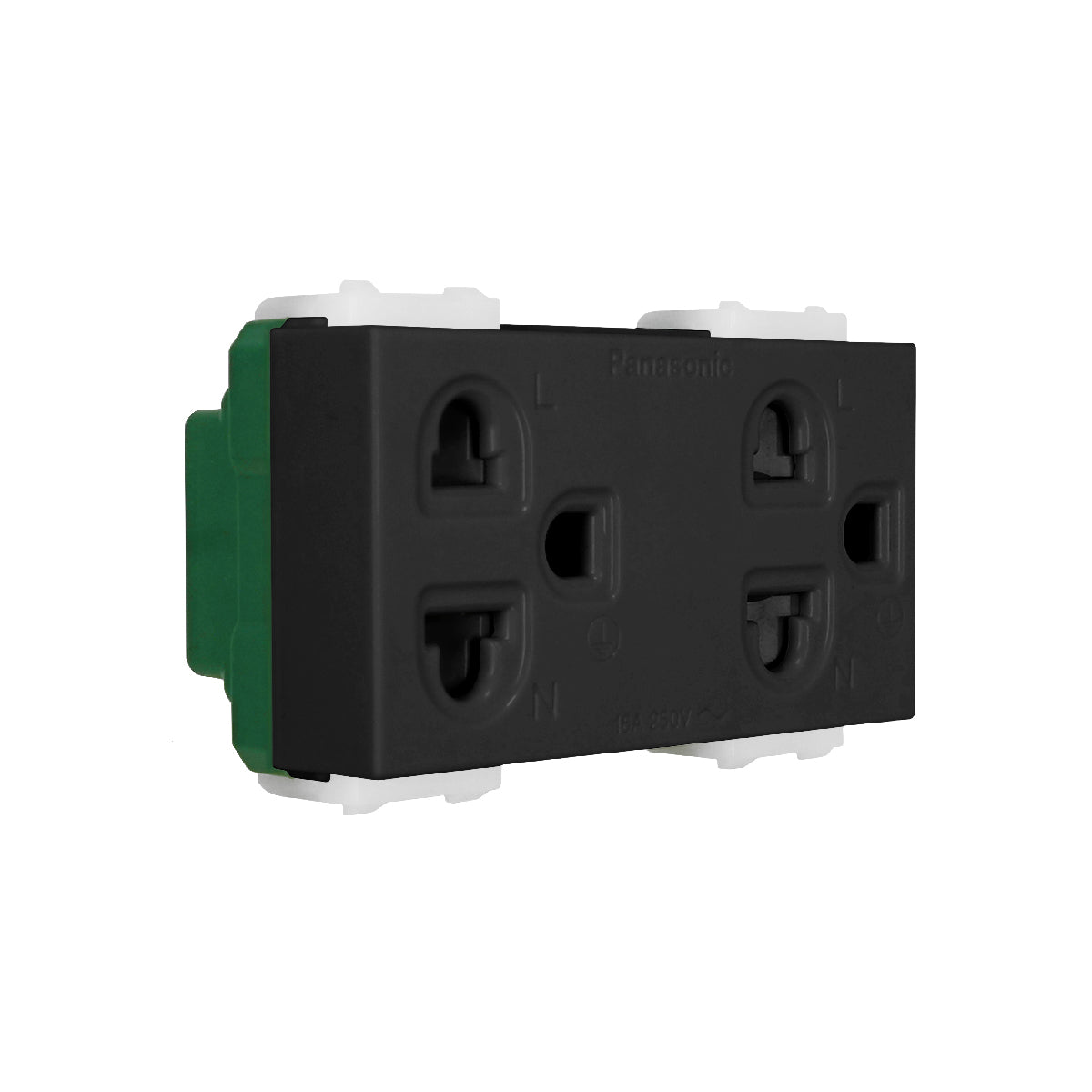 WEGN15829B เต้ารับคู่ เสียบขากลมแบน มีกราวด์ และม่านนิรภัย