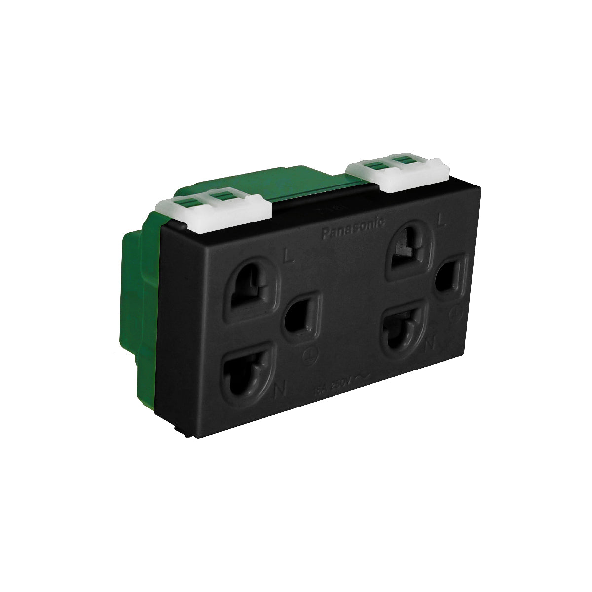 WEGN15829B เต้ารับคู่ เสียบขากลมแบน มีกราวด์ และม่านนิรภัย