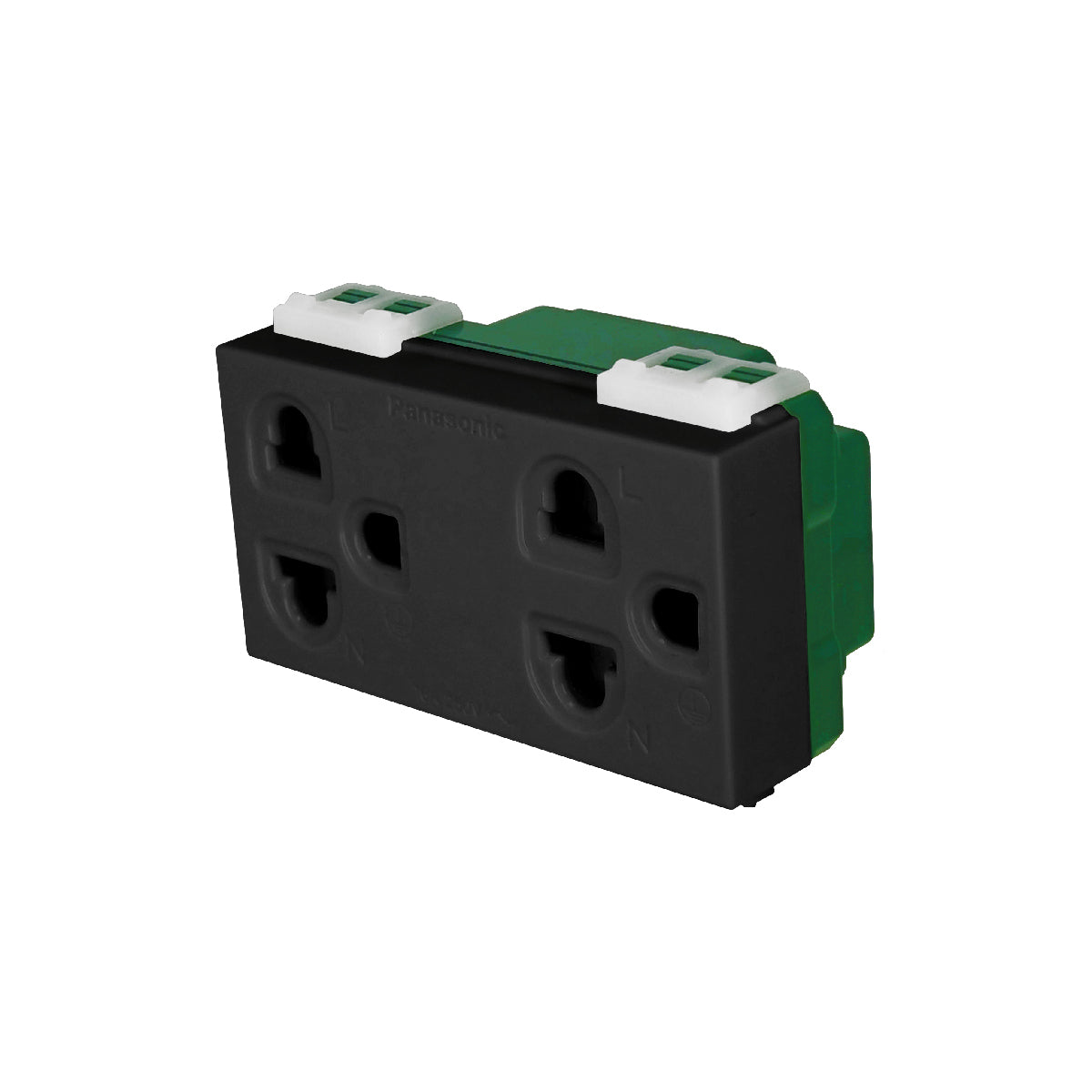 WEGN15829B เต้ารับคู่ เสียบขากลมแบน มีกราวด์ และม่านนิรภัย