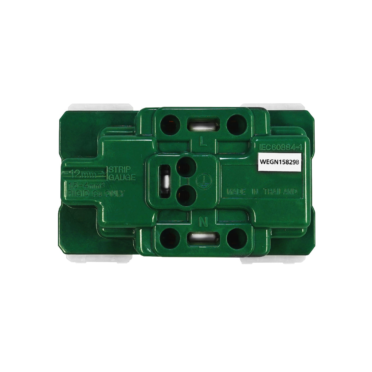 WEGN15829B เต้ารับคู่ เสียบขากลมแบน มีกราวด์ และม่านนิรภัย