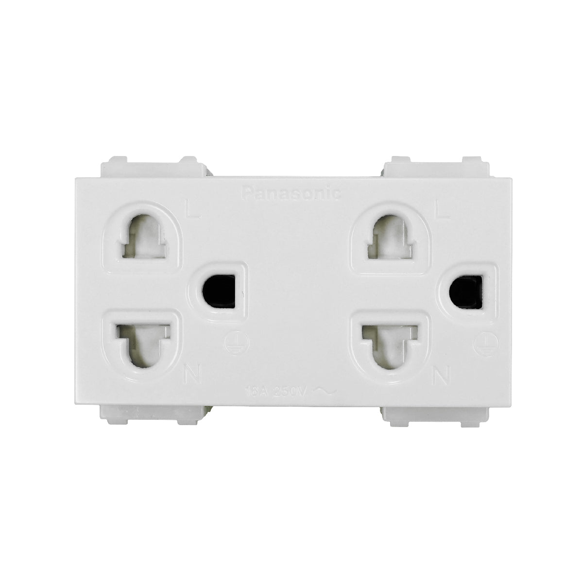 WEGN15829 เต้ารับคู่ เสียบขากลมแบน มีกราวด์ และม่านนิรภัย