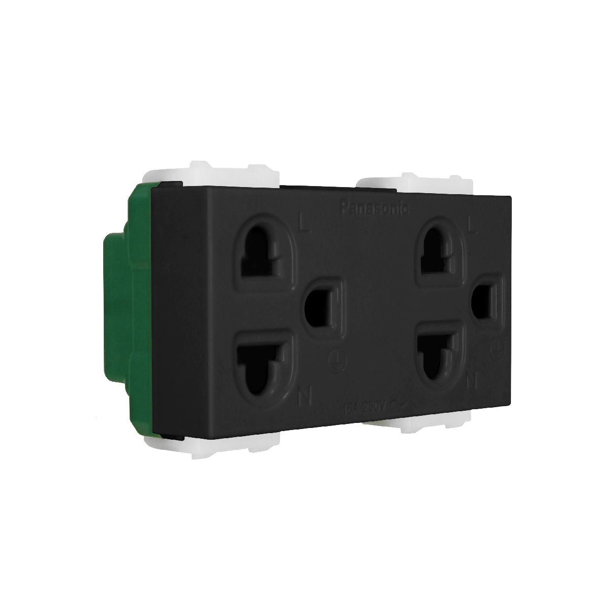 WEGN15929B เต้ารับคู่ เสียบขากลมแบน มีกราวด์