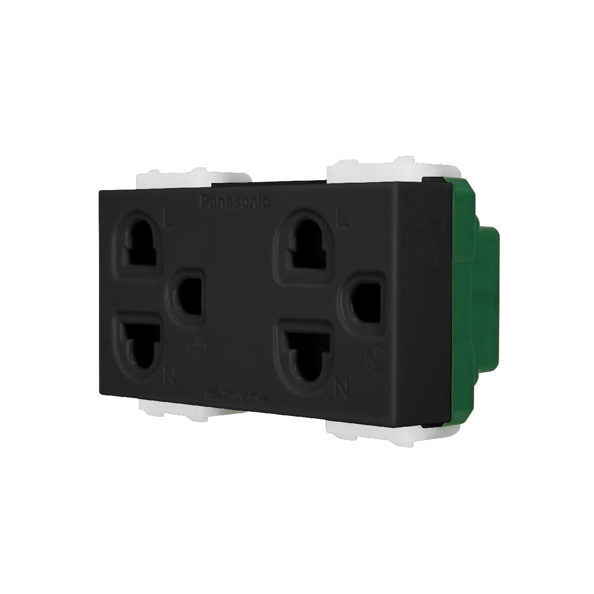 WEGN15929B เต้ารับคู่ เสียบขากลมแบน มีกราวด์