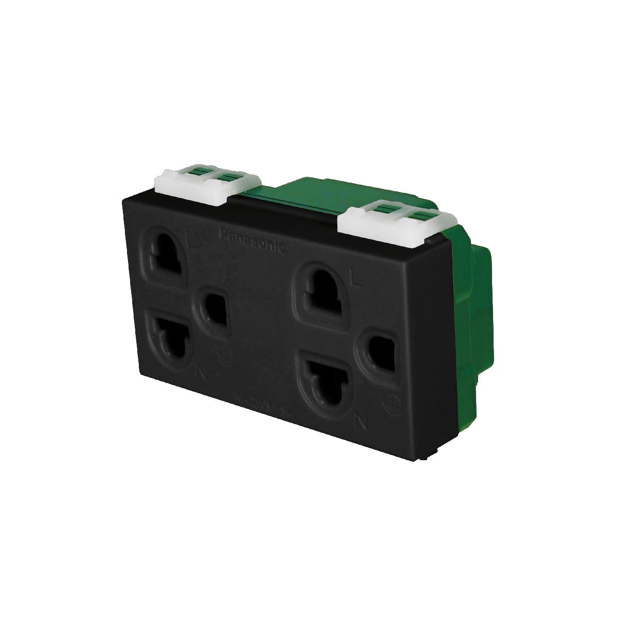 WEGN15929B เต้ารับคู่ เสียบขากลมแบน มีกราวด์