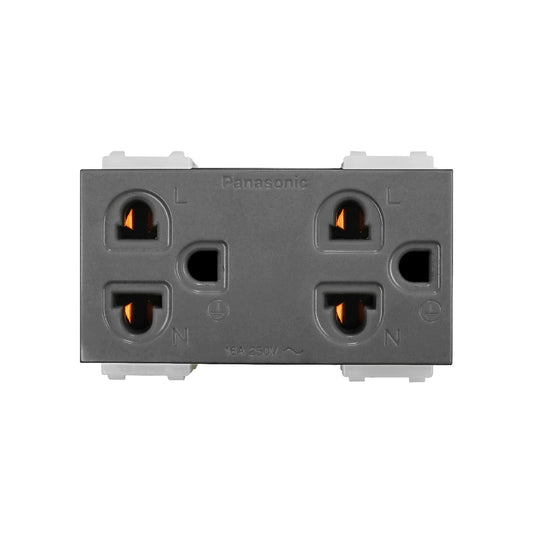 WEGN15929H เต้ารับคู่ เสียบขากลมแบน มีกราวด์