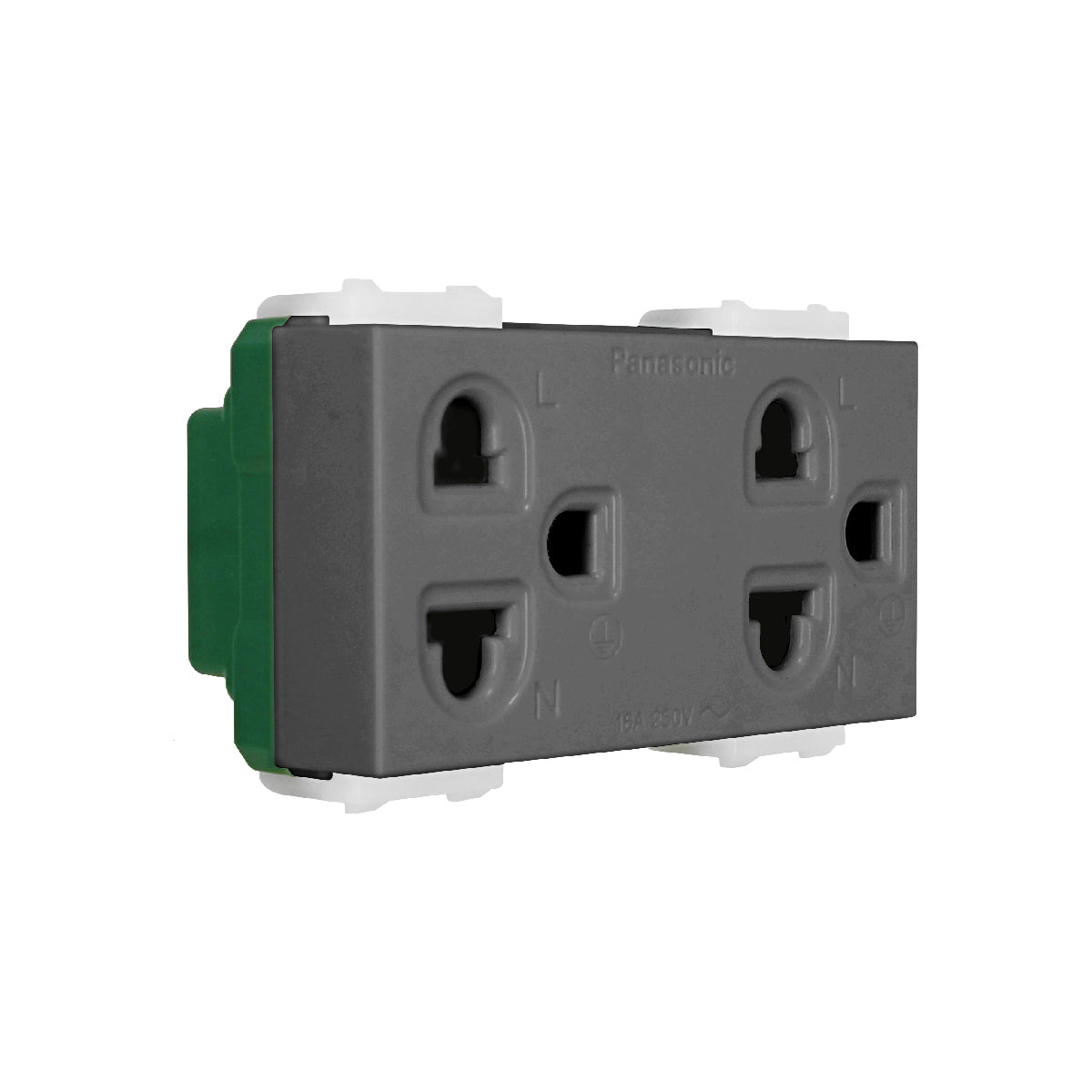 WEGN15929H เต้ารับคู่ เสียบขากลมแบน มีกราวด์