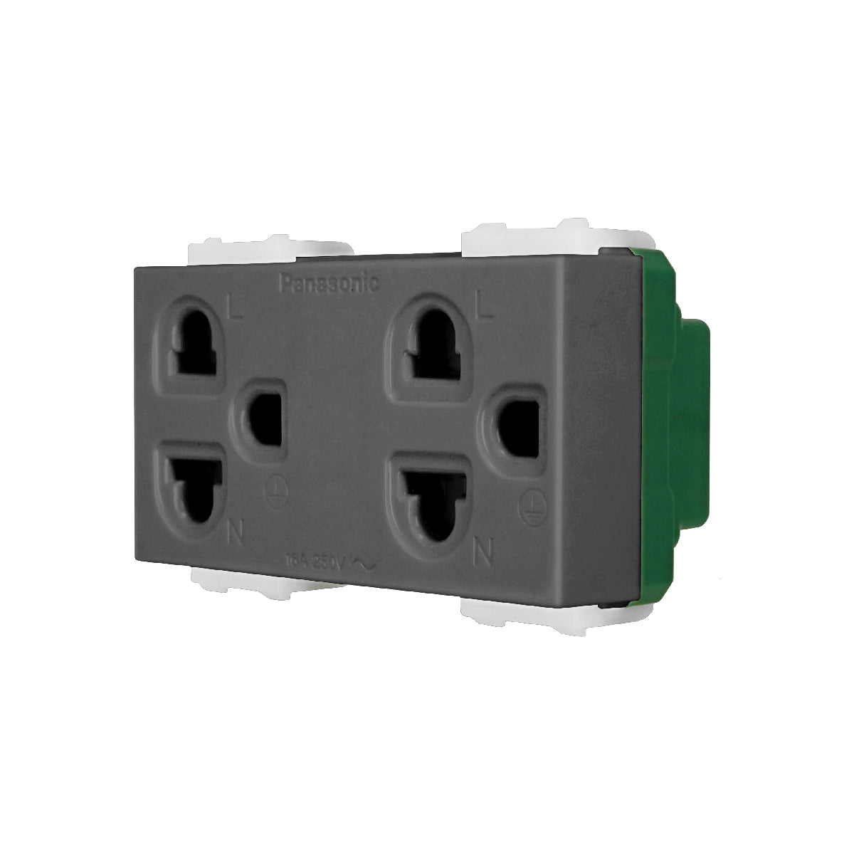 WEGN15929H เต้ารับคู่ เสียบขากลมแบน มีกราวด์