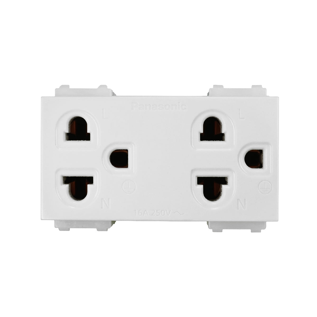 WEGN15929 เต้ารับคู่ เสียบขากลมแบน มีกราวด์