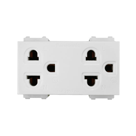 WEGN15929 เต้ารับคู่ เสียบขากลมแบน มีกราวด์