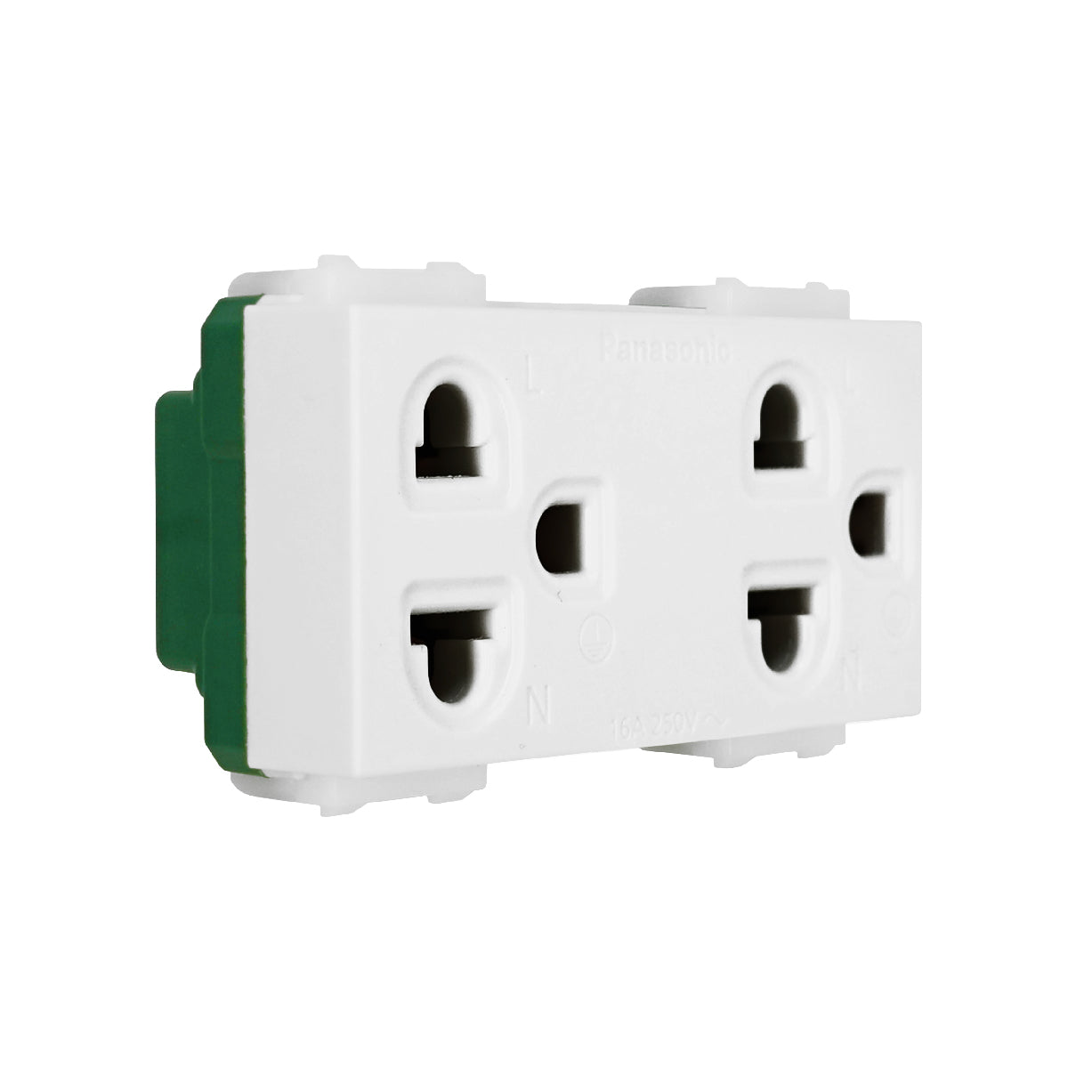 WEGN15929 เต้ารับคู่ เสียบขากลมแบน มีกราวด์