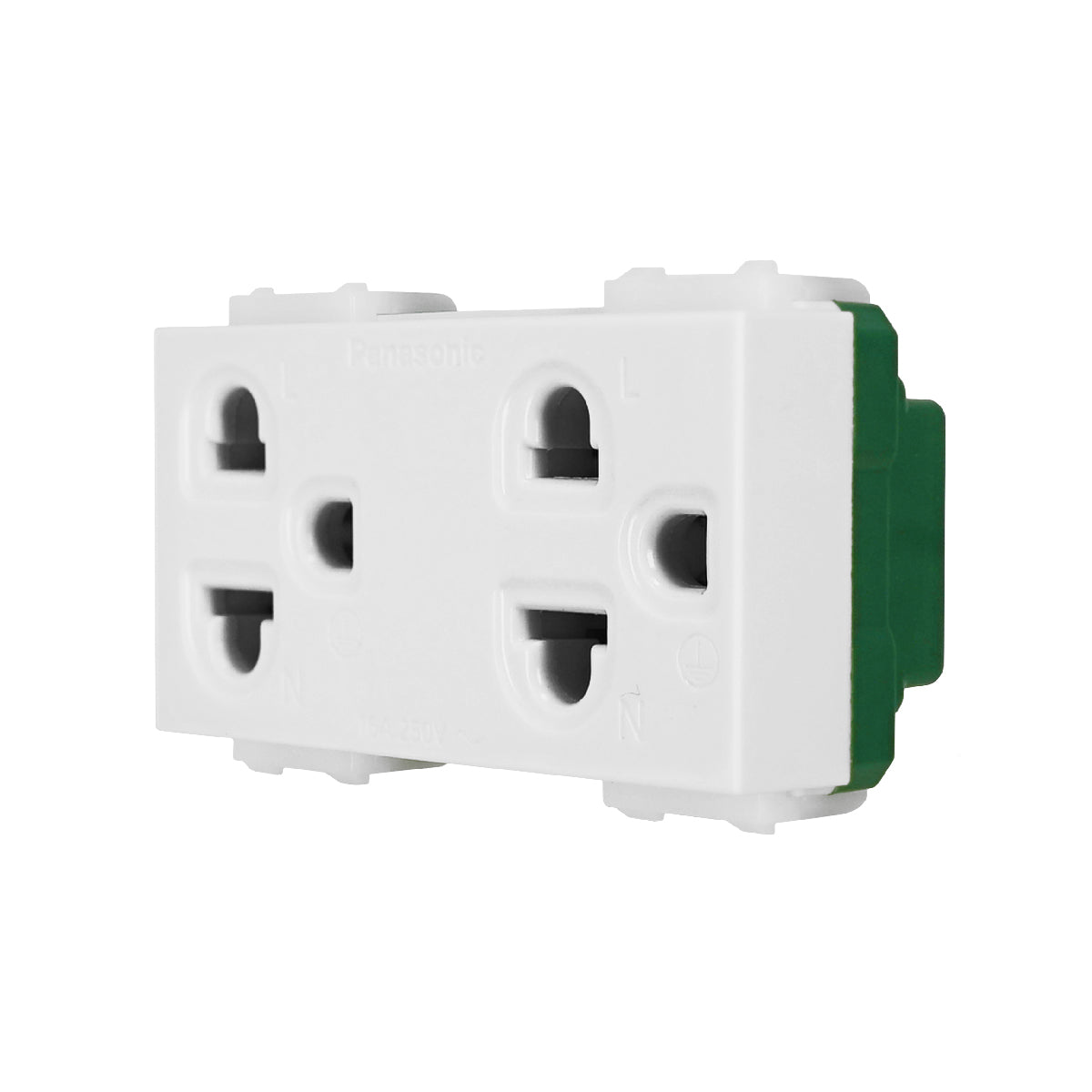 WEGN15929 เต้ารับคู่ เสียบขากลมแบน มีกราวด์