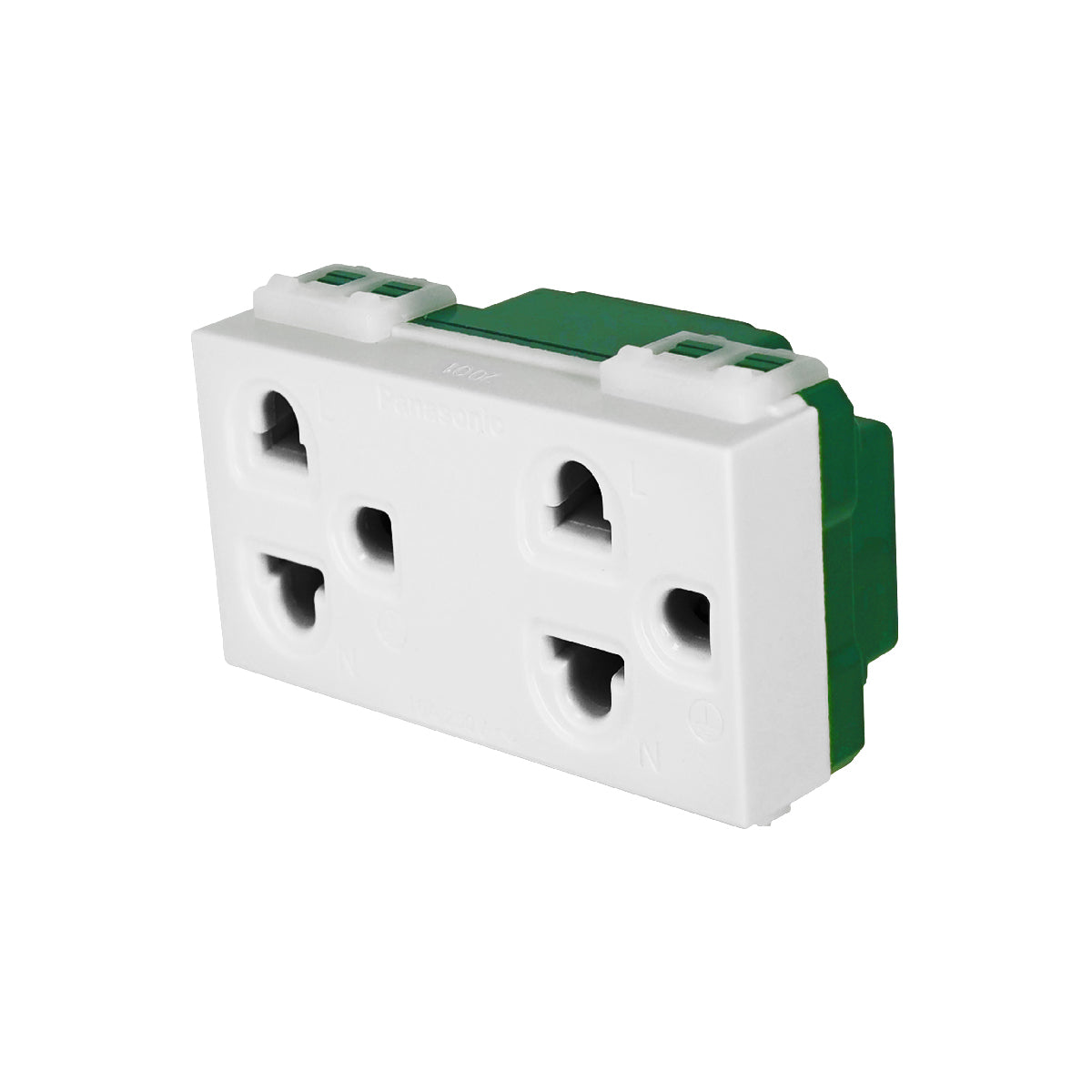 WEGN15929 เต้ารับคู่ เสียบขากลมแบน มีกราวด์